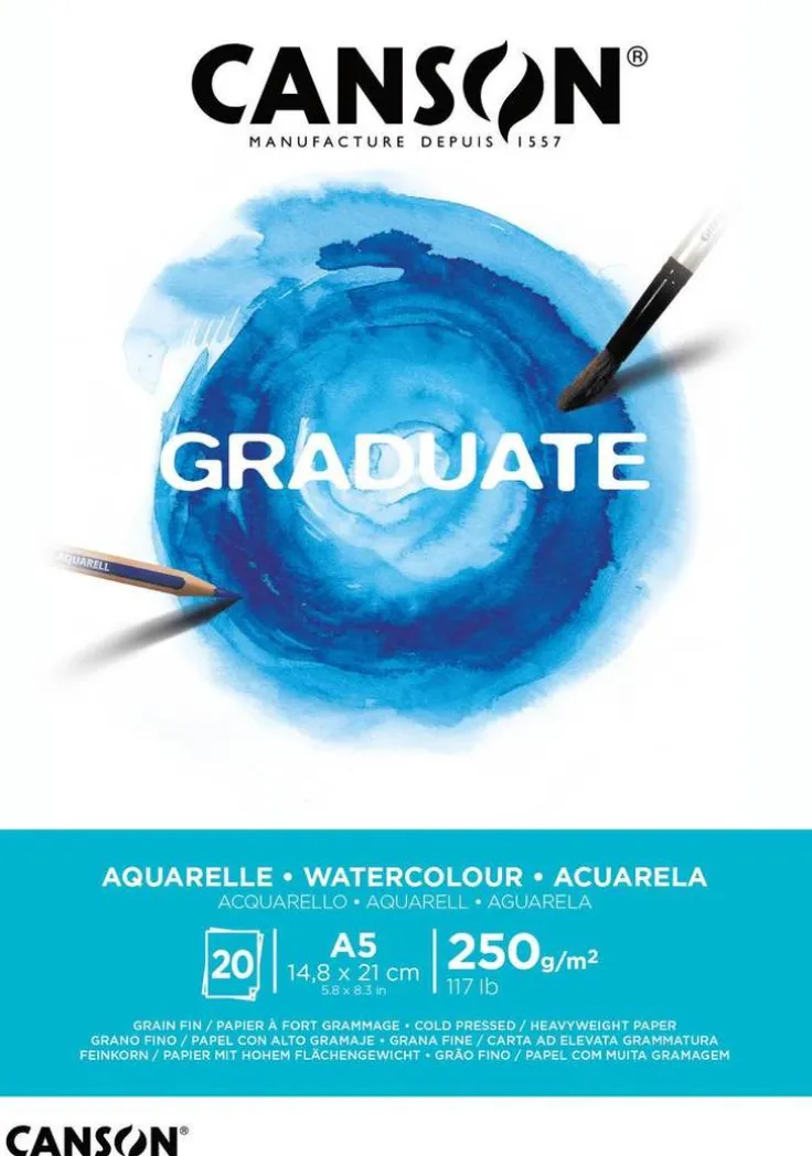 Akvarellblock A5 Graduate 250g 20 blad