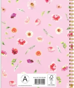 Anteckningsbok A5 linjerad Elin blomma rosa