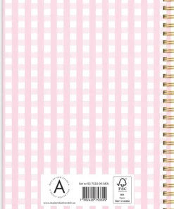 Anteckningsbok A5 linjerad Elin ruta rosa
