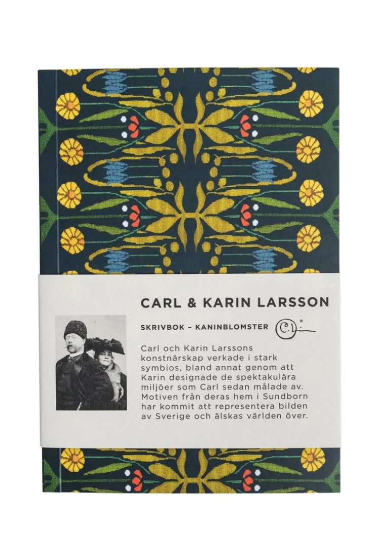 Anteckningsbok A6 mjukband - Carl och Karin Larsson : Kaninblomster