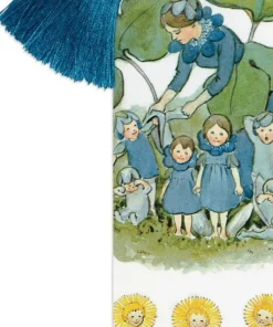 Bokmärke Elsa Beskow Blåsippor och tussilago blå