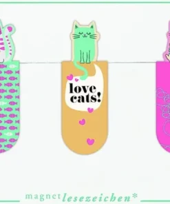 Bokmärke med magnet - Love Cats