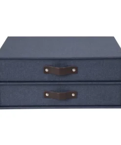 Box m 2 lådor Birger canvas blå