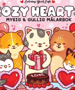 Cozy Hearts. Mysig och gullig Cozy Coloring målarbok från Coloring Book Cafe