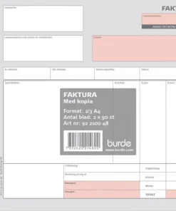 Faktura 2/3 A4 med 1 kopia, 2 x 50 blad