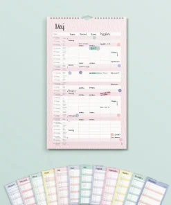 Familjekalender 2026 Pastell stickers