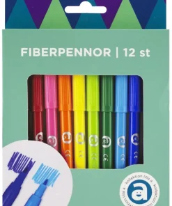 Fiberspetspenna 12 färger