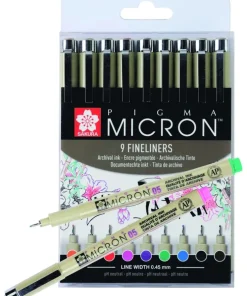 Fiberspetspenna Pigma Micron 05 9 färger