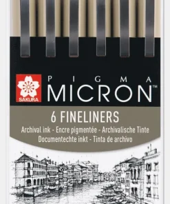 Fiberspetspenna Pigma Micron 6-pack svart