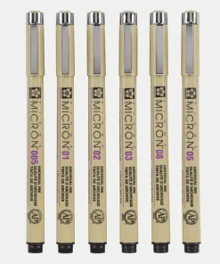 Fiberspetspenna Pigma Micron 6-pack svart