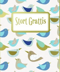 Gratulationskort med kuvert - Stort grattis med fåglar