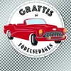 Gratulationskort med kuvert - Röd Cabriolet