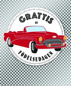 Gratulationskort med kuvert - Röd Cabriolet
