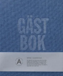 Gästbok 210x240mm textil blå