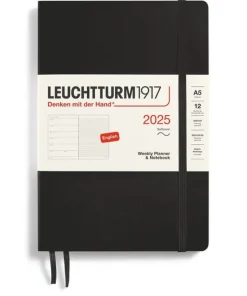 Kalender 2025 A5 Vecka/Sida notes soft Black