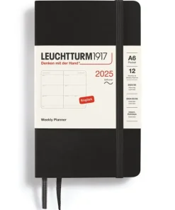 Kalender 2025 A6 Vecka/Uppslag soft Black