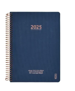 Kalender 2025 A5 vecka/uppslag marinblå