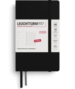 Kalender 2026 A6 Weekly Planner & Notebook Black