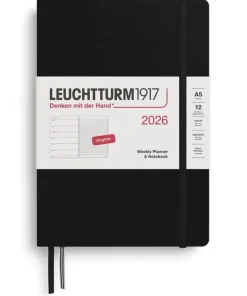 Kalender 2026 A5 Weekly Planner & Notebook Black