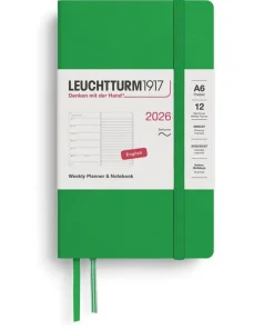 Kalender 2026 A6 Weekly Planner & Notebook Soft Spring Leaf