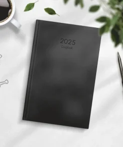 Kalender 2025 Dagbok svart konstläder