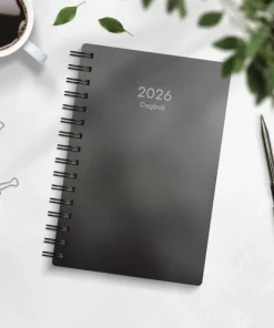 Kalender 2026 Dagbok svart PP-plast