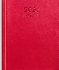 Kalender 2026 Fickagenda rött konstläder