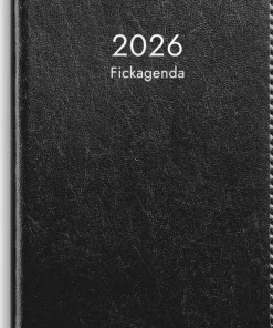 Kalender 2026 Fickagenda svart konstläder