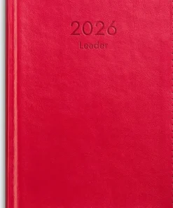 Kalender 2026 Leader rött konstläder