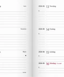 Kalender 2026 Leader rött konstläder