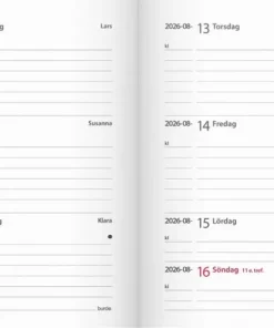Kalender 2026 Leader svart konstläder inb