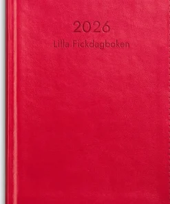 Kalender 2026 Lilla Fickdagboken rött konstläder