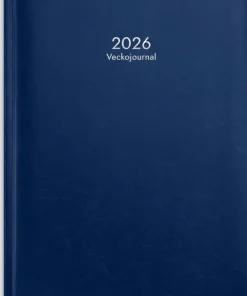 Kalender 2026 Veckojournal blått konstläder