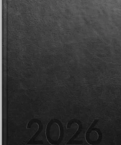 Kalender 2026 Weekly A5 svart konstläder