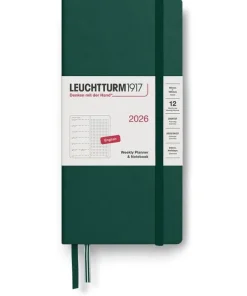 Kalender 2026 Weekly Planner & Notebook Dotted Wallet Forest Green