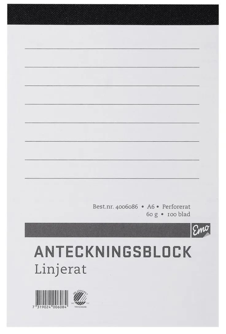 Klammerblock A6 linjerad