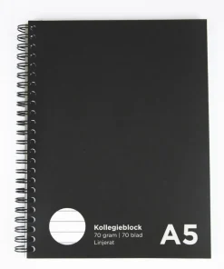 Kollegieblock A5 linjerat svart