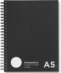 Kollegieblock A5 linjerat svart