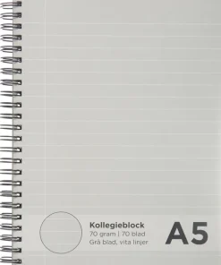 Kollegieblock A5 linjerat - grå inlaga/vita linjer