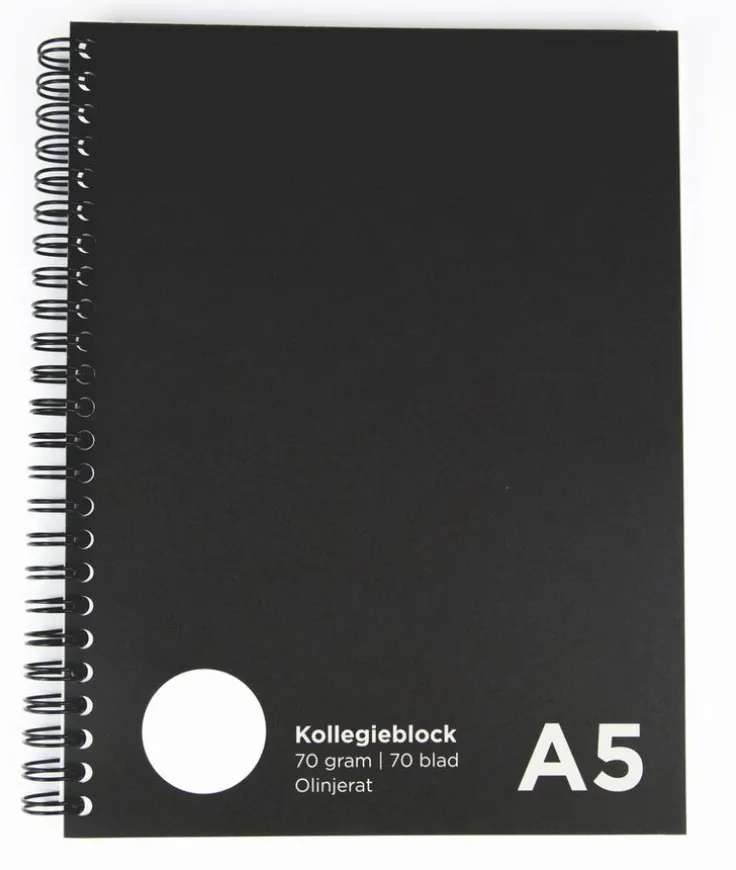 Kollegieblock A5 olinjerat svart