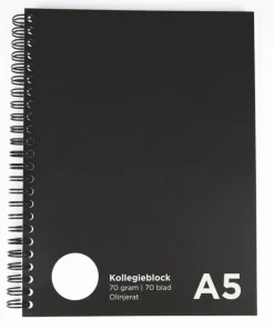 Kollegieblock A5 olinjerat svart