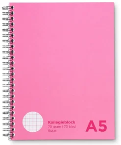 Kollegieblock A5 rutat rosa