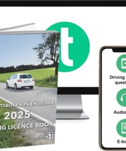 Körkortsboken på Engelska 2025 ; Driving licence book (book + theory pack with online exercises, theory questions, audiobook & ebook)