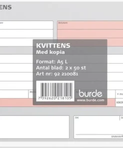 Kvittensblock A5L med 1 kopia, 2 x 50 blad
