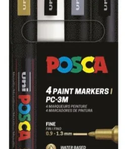 Marker Posca PC-3M guld, silver, vit, svart