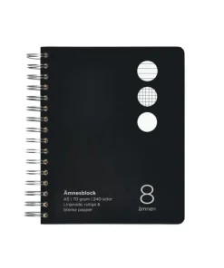 Ämnesblock A5 - 8 flikar kartong svart