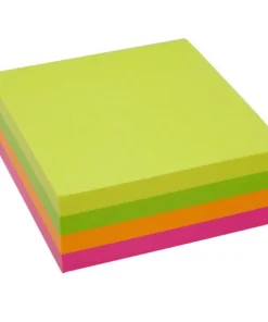 Notisblock Stick'n 76x76mm gul orange rosa & grön
