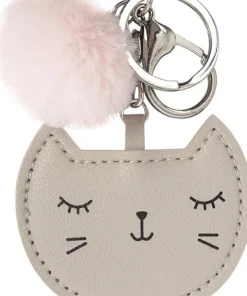 Nyckelring katt pompom