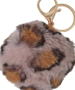 Nyckelring Pom Pom leopard rosa