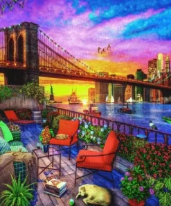 Pussel 3000 bitar High Quality Collection - Manhattan Balcony Sunset